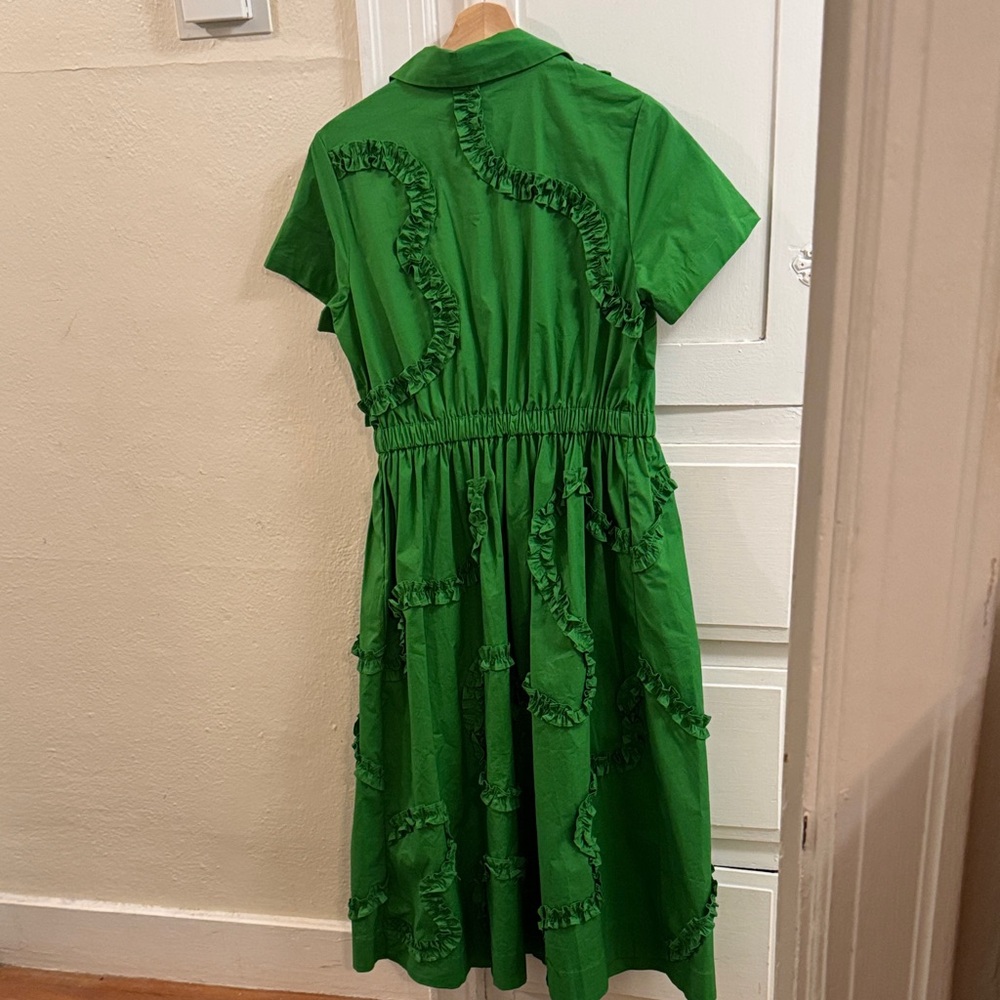 kate spade Bright Green Ruffle Shirt Midi Dress - Picture 11 of 13